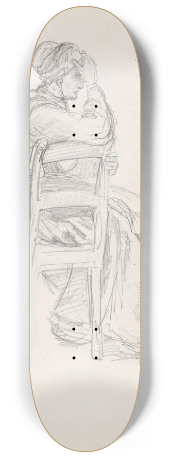 Adolph Tidemand - Sitting woman 8.25 inch art skate deck