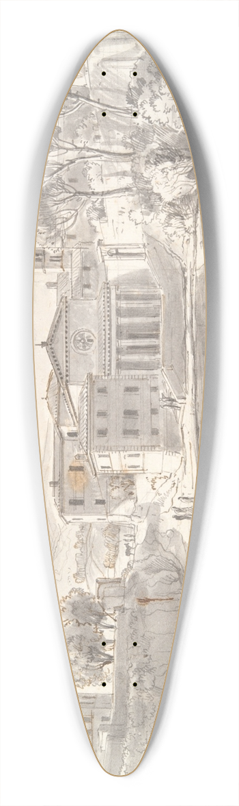 Gaspar Van Wittel - Church and Houses along aRiver 39.3 inch art pintail longboard deck