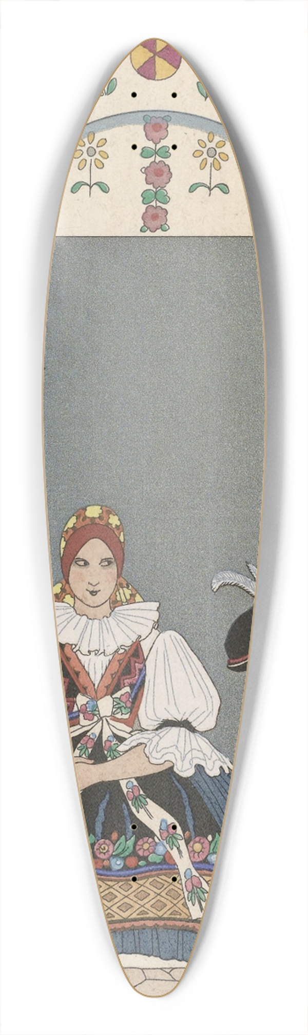George Barbier - Entre deux feux. 39.3 inch art pintail longboard deck