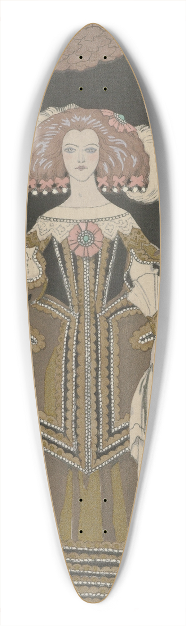 George Barbier - La rose de linfante ; Costume, de Worth 39.3 inch art pintail longboard deck