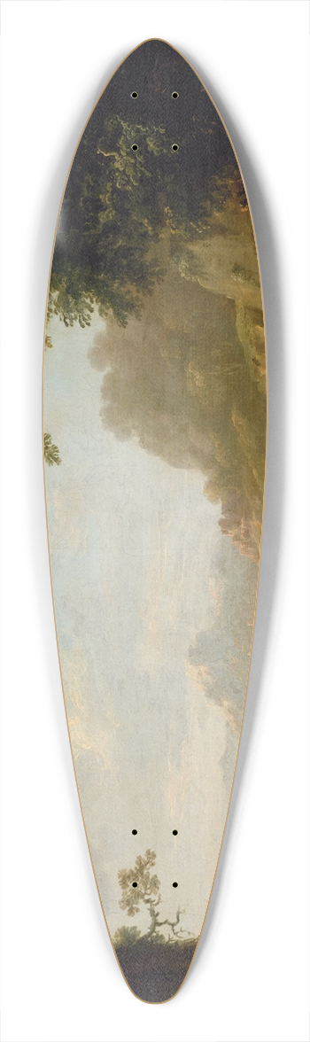 George Barret - An Italianate Wooded River Landscape with Figures 39.3 inch art pintail longboard deck