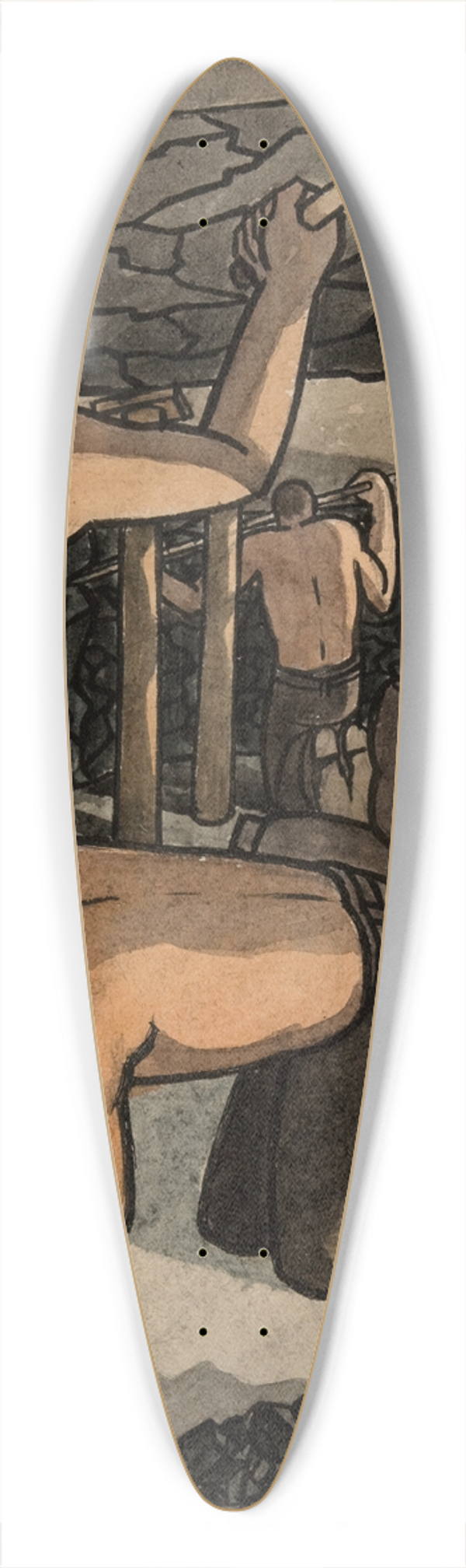 George Bissill - Coal miners at work, cutting coal and propping 39.3 inch art pintail longboard deck