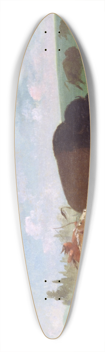 George Catlin - Buffalo Chase, a Single Death 39.3 inch art pintail longboard deck