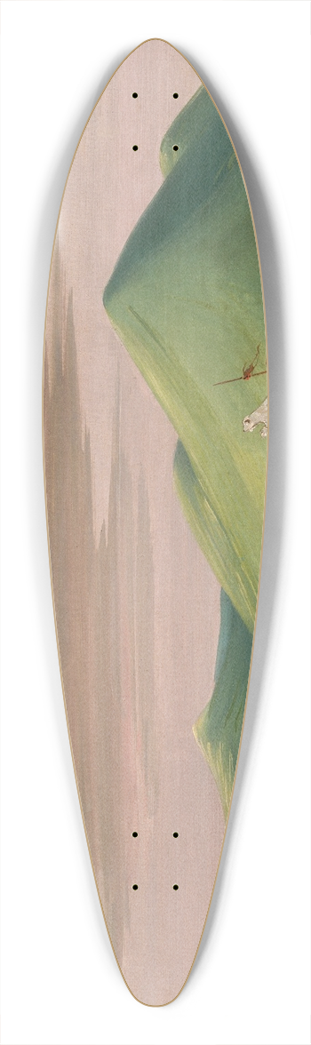 George Catlin - Buffalo Chase, Bull Protecting a Cow And Calf 39.3 inch art pintail longboard deck