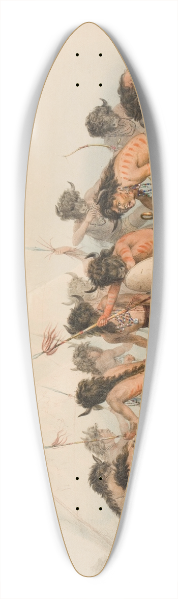 George Catlin - Buffalo Dance 39.3 inch art pintail longboard deck