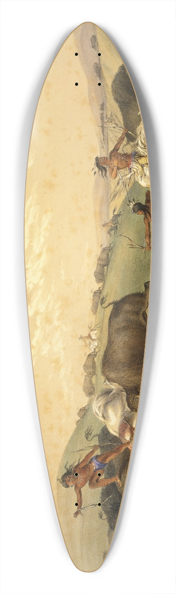 George Catlin - Buffalo Hunt; A Numerous Group 39.3 inch art pintail longboard deck