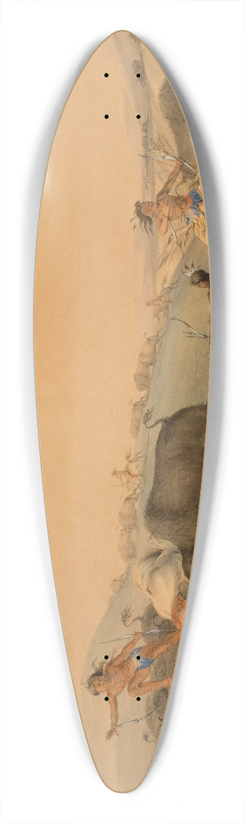 George Catlin - Buffalo Hunt, Chase 39.3 inch art pintail longboard deck