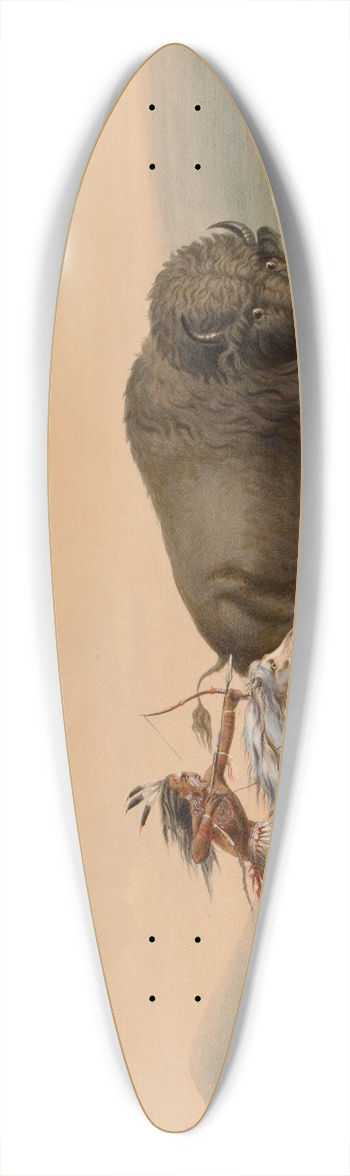 George Catlin - Buffalo Hunt, ChaseNo. 5 39.3 inch art pintail longboard deck