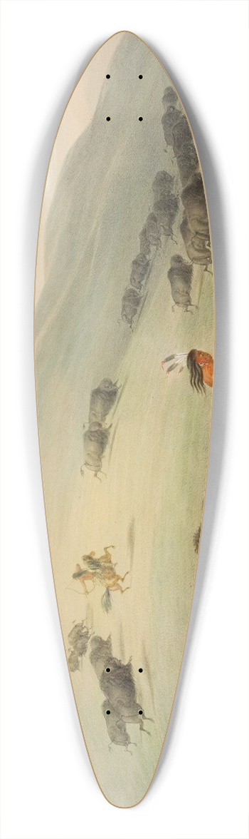 George Catlin - Buffalo Hunt, Horseback 39.3 inch art pintail longboard deck