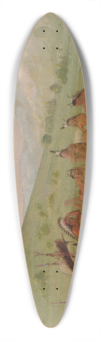 George Catlin - Foot War Party In Council, Mandan 39.3 inch art pintail longboard deck