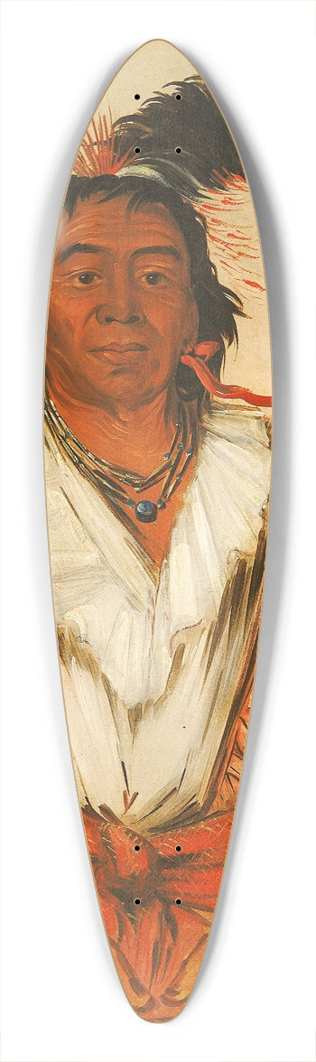 George Catlin - Hose-put-o-kw-gee, a Brave 39.3 inch art pintail longboard deck