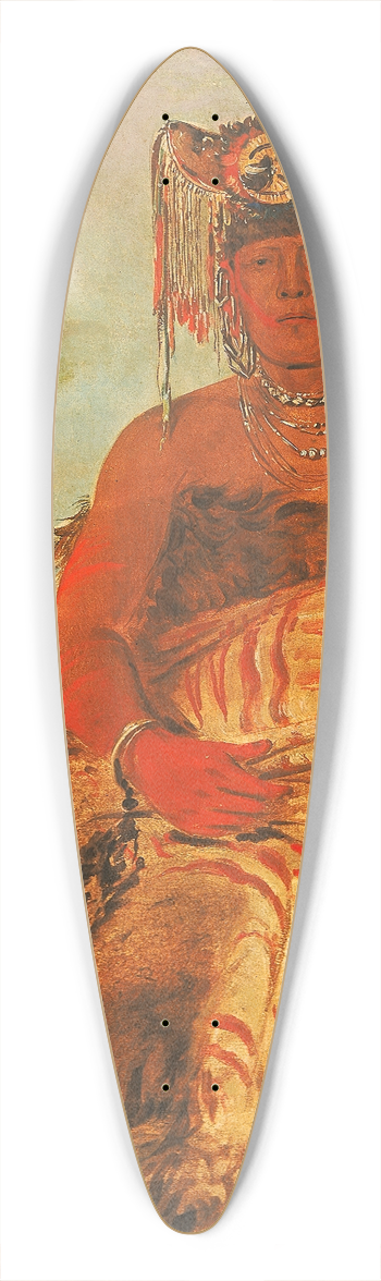George Catlin - La-Ke-Too-Wi-R-Sha, Little Chief, a Tapage Pawnee Warrior 39.3 inch art pintail longboard deck