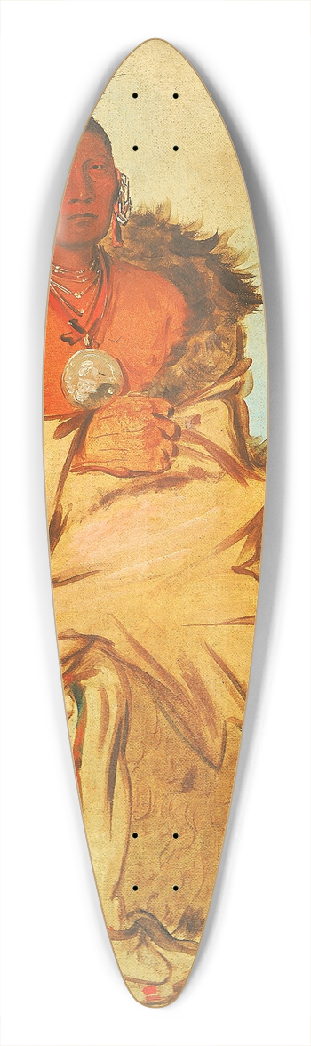 George Catlin - Loo-R-We-Re-Coo, Bird That Goes To War, a Tapage Pawnee 39.3 inch art pintail longboard deck