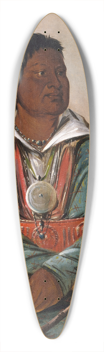 George Catlin - M-Sho-La-Tb-Bee, He Who Puts Out And Kills, Chief of The Tribe 39.3 inch art pintail longboard deck