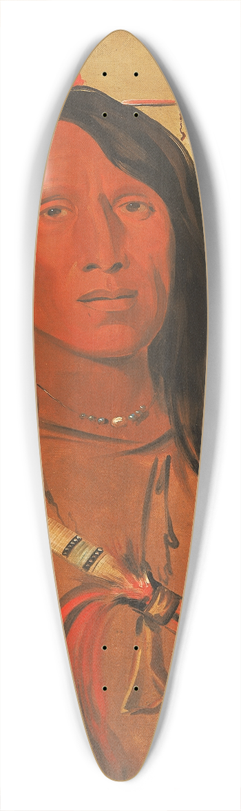 George Catlin - N-Hee--Ee-Wo-Tis, Wolf On The Hill, Chief of The Tribe 39.3 inch art pintail longboard deck