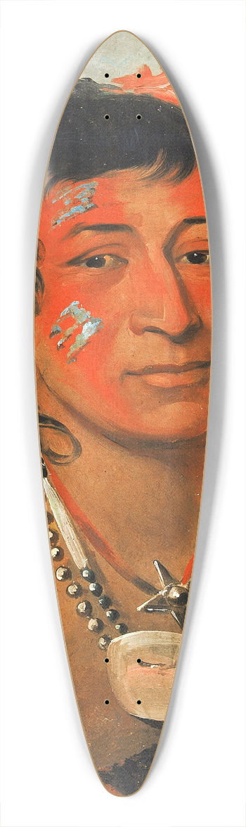 George Catlin - Sha-W-No, The South, a Noted Warrior 39.3 inch art pintail longboard deck