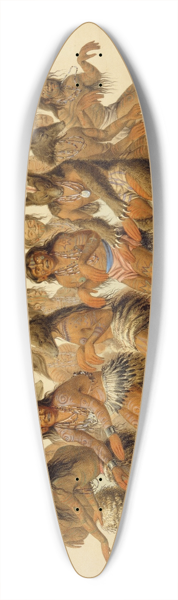 George Catlin - The Bear Dance 39.3 inch art pintail longboard deck