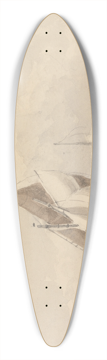 George Chambers - Sailing Barges and Boats in a Choppy Sea 39.3 inch art pintail longboard deck