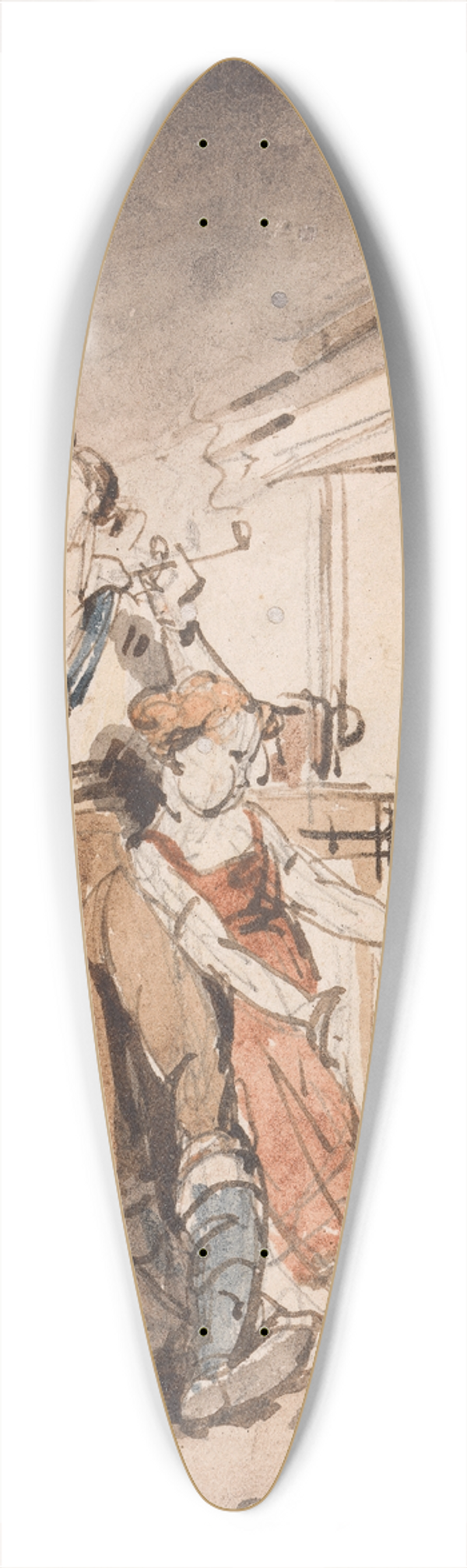 George Chinnery - A Sailor and His Family 39.3 inch art pintail longboard deck