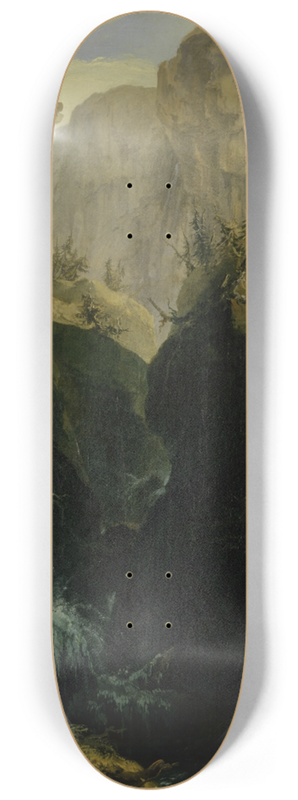 Caspar Wolf - Canyon with Waterfall 8.25 inch art skate deck