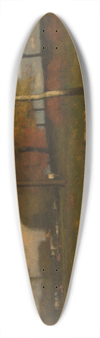 George Inness - Near the Village, October 39.3 inch art pintail longboard deck