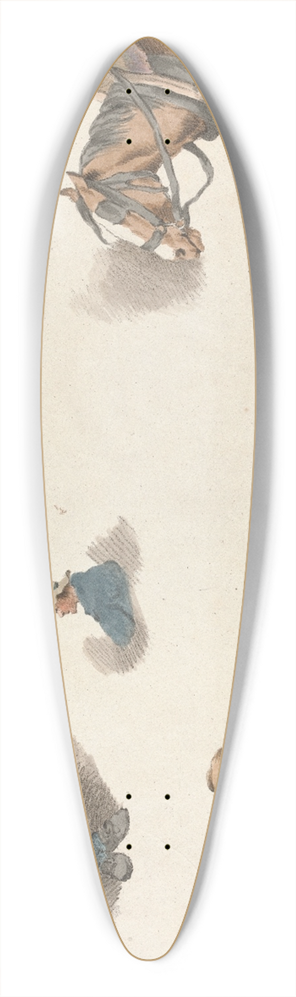 George Morland - Eight studies; Woman with Basket, Blinkered Cart Horse, etc. 39.3 inch art pintail longboard deck