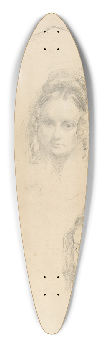 George Richmond - Two Portrait Studies of the Artists Wife, and a Study of a Leg and Torso 39.3 inch art pintail longboard deck