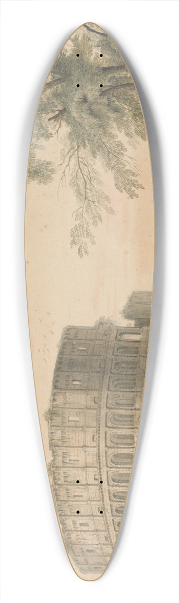 George Robertson - Colosseum, Rome, with Arch to the Left 39.3 inch art pintail longboard deck