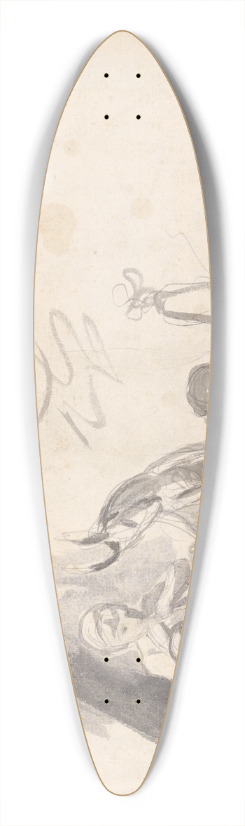 George Romney - Children with a Goat and a Dog 39.3 inch art pintail longboard deck