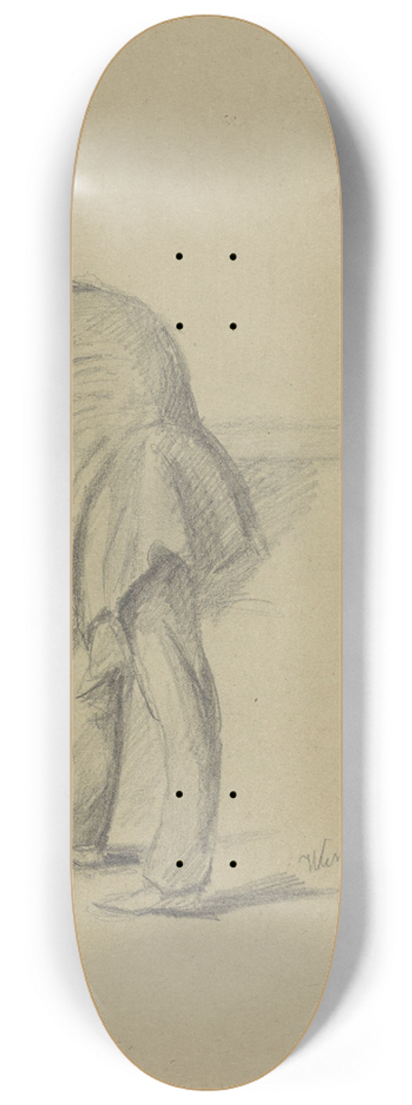 Adolph Tidemand - Stende mann som sttter seg til bord 8.25 inch art skate deck