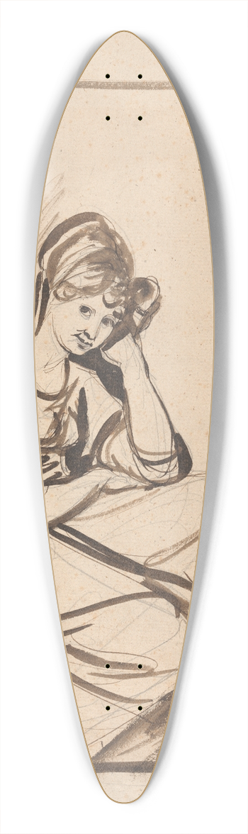 George Romney - Sketch for the Portrait of a Lady 39.3 inch art pintail longboard deck