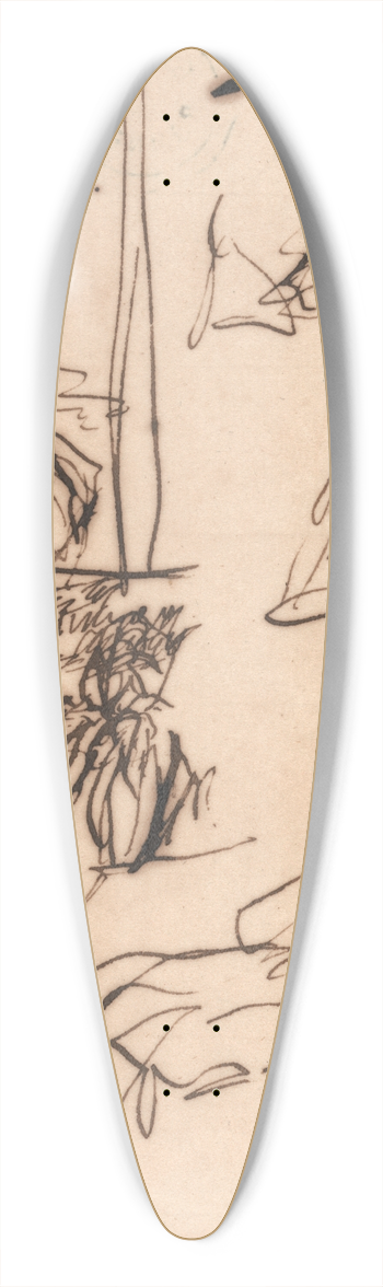 George Romney - Studies for Portraits of a Man and of a Woman 39.3 inch art pintail longboard deck