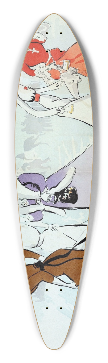 Georges Goursat (Sem) - Cinq coquettes sur la pelouse 39.3 inch art pintail longboard deck