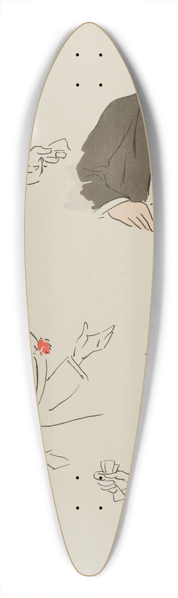 Georges Goursat (Sem) - cinq personnages dont M Fischoff et M Kahn 39.3 inch art pintail longboard deck