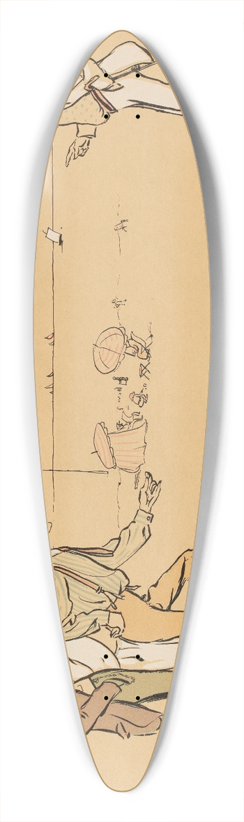 Georges Goursat (Sem) - Jeu sur la plage 39.3 inch art pintail longboard deck