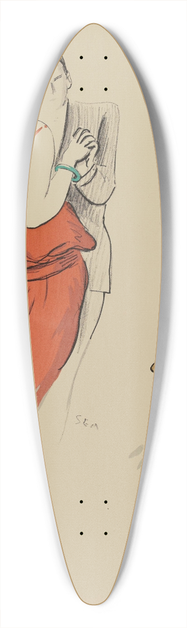 Georges Goursat (Sem) - La maharani de Kapurtala dansant en couple et le prince de Kapurtala 39.3 inch art pintail longboard deck