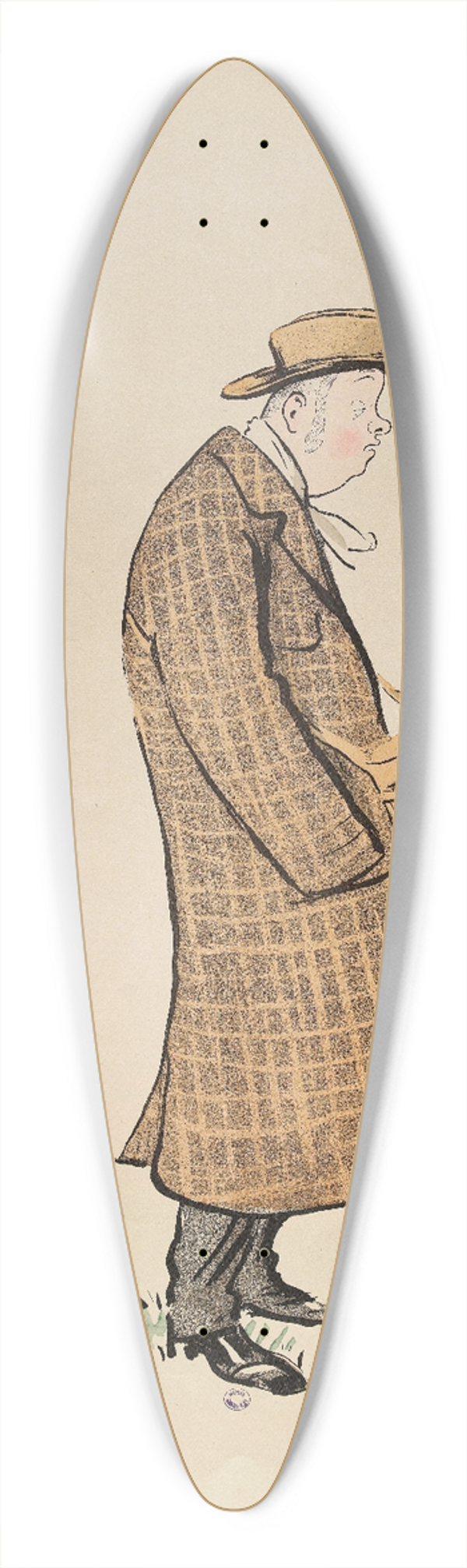 Georges Goursat (Sem) - Lentraneur anglais Hurst 39.3 inch art pintail longboard deck