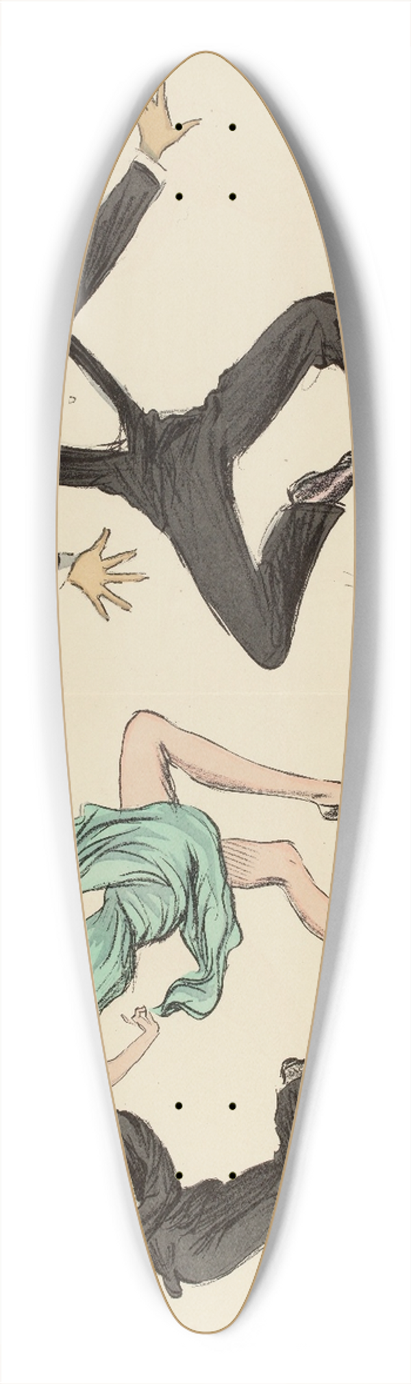 Georges Goursat (Sem) - Sem, Yola Letellier, Henri Letellier dansant 39.3 inch art pintail longboard deck
