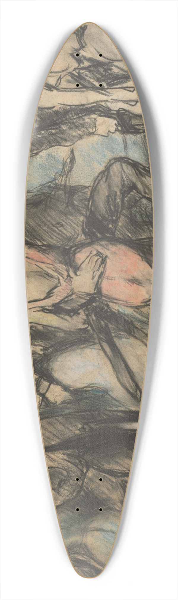 George Wesley Bellows - Society Ball (verso) 39.3 inch art pintail longboard deck