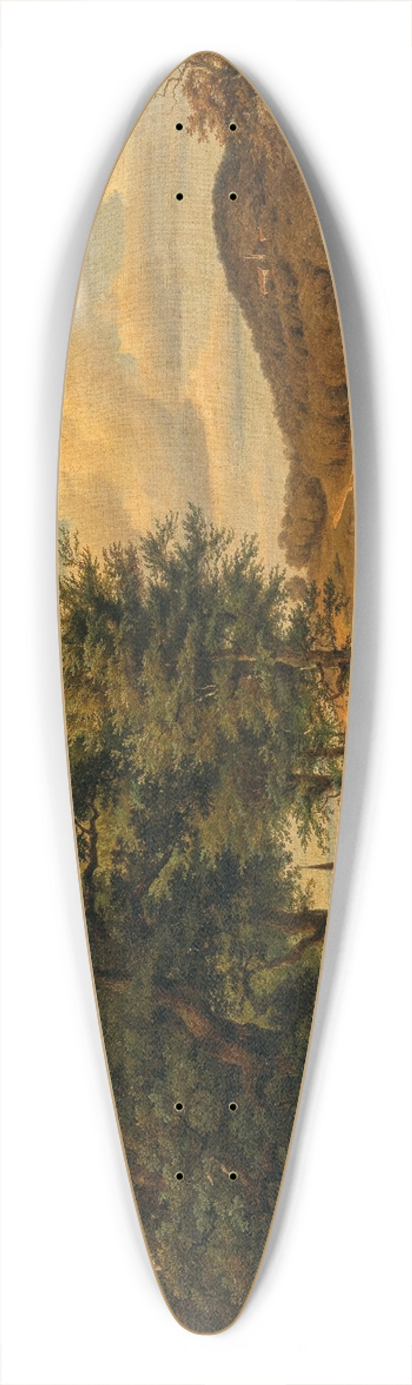 Georg Heinrich Crola - A Pasture Landscape with Cows, in the Background a Village 39.3 inch art pintail longboard deck