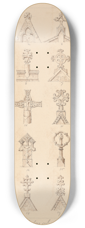 C. Hacker - Crosses on Gables 8.25 inch art skate deck