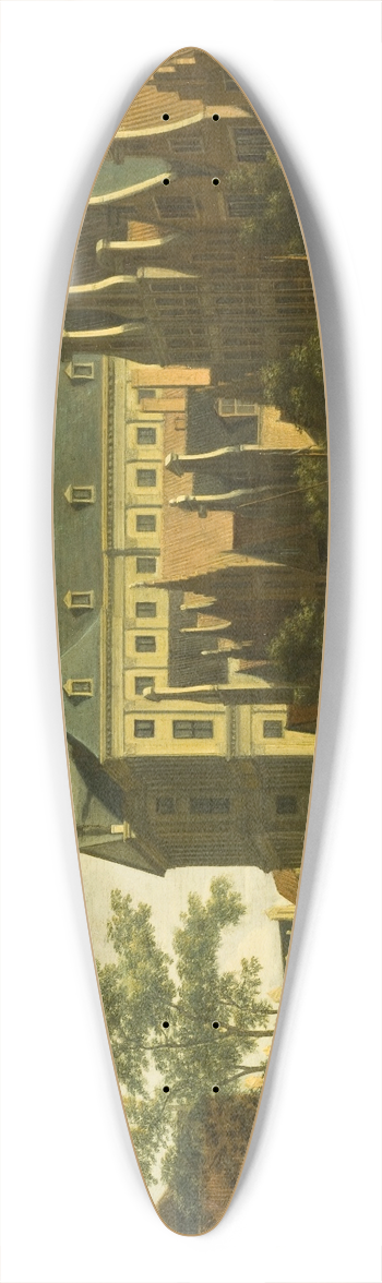 Gerrit Adriaensz. Berckheyde - The Nieuwezijds Voorburgwal with the Flower and Tree Market in Amsterdam 39.3 inch art pintail longboard deck