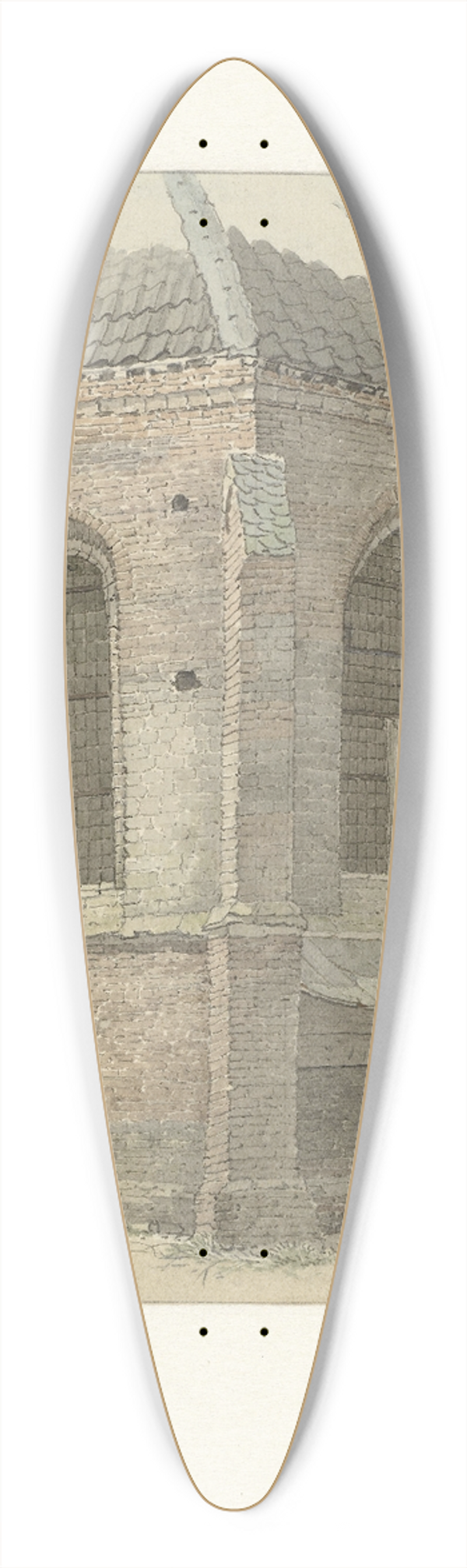 Gerrit Hulseboom - Oude kerk van Vaassen 39.3 inch art pintail longboard deck