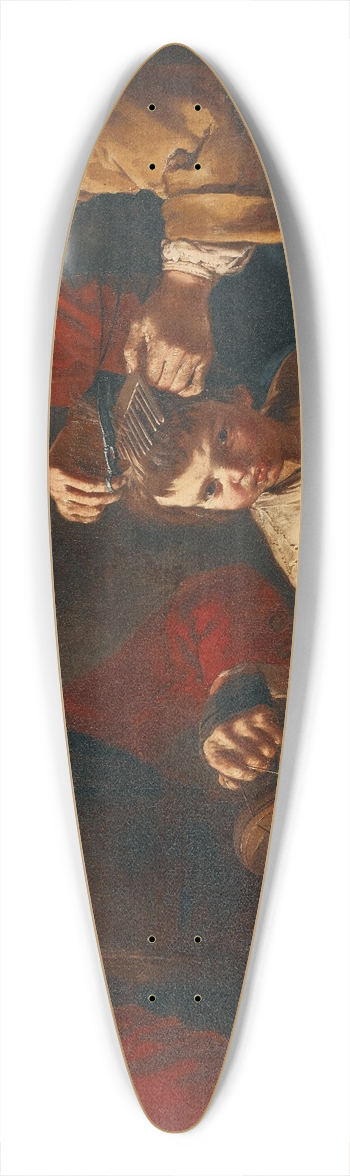 Giacomo Francesco Cipper - A cobbler and a woman cutting a childs hair 39.3 inch art pintail longboard deck