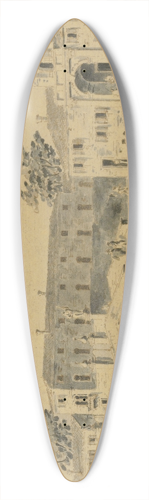 Giacomo Guardi - A View Of The River Brenta, With The Burchiello 39.3 inch art pintail longboard deck