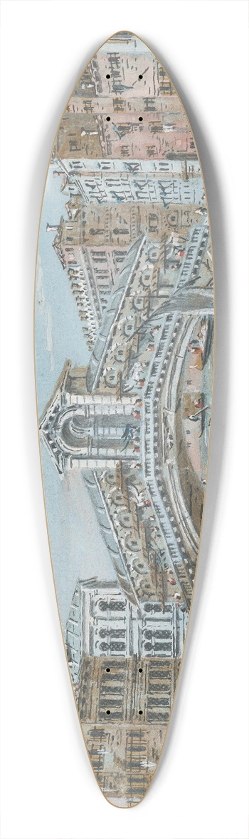 Giacomo Guardi - The Rialto Bridge 39.3 inch art pintail longboard deck