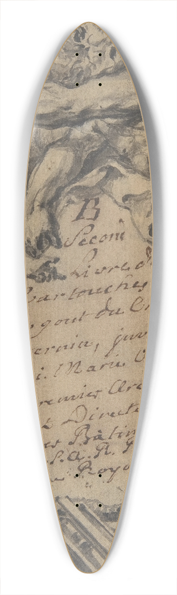 Gilles-Marie Oppenord - Study for a Cartouche 39.3 inch art pintail longboard deck