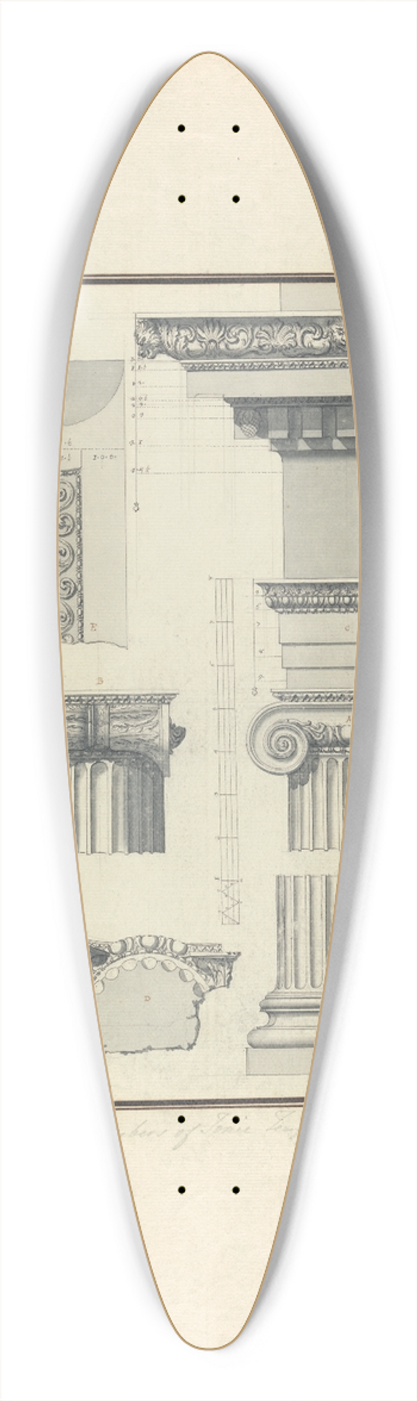 Giovanni Battista Borra - Members of an Ionic Temple at Teos 39.3 inch art pintail longboard deck