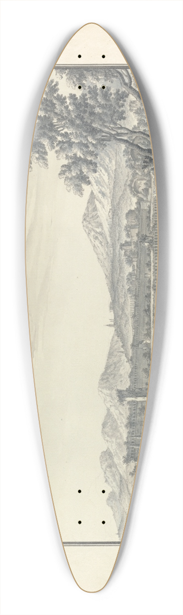 Giovanni Battista Borra - View of Ruins at Tivoli 39.3 inch art pintail longboard deck