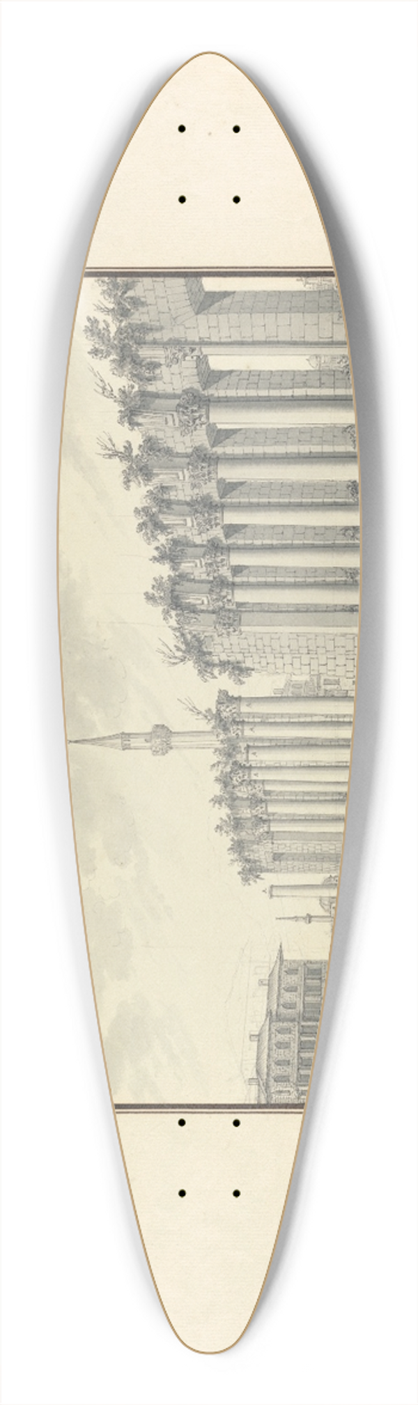 Giovanni Battista Borra - View of Ruins of the Asclepium at Pergamon 39.3 inch art pintail longboard deck